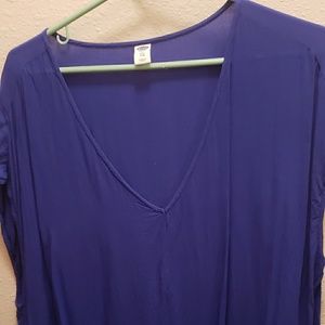 Blue V-neck blouse